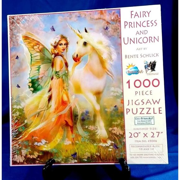 SunsOut Eco- Friendly Fairy Princess Unicorn 1000 Jigsaw Puzzle Bente Schlick - Picture 3 of 8